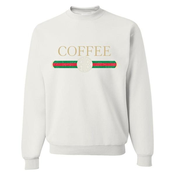 Monogrammed 'Coffee Designer Dupe' Crewneck Sweatshirt | United Monograms