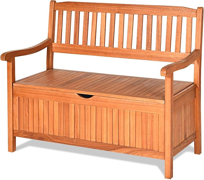 Tangkula Outdoor Wood Storage Bench Deck Box, Entryway Porch Storage Bench with Inner Removable D... | Amazon (US)