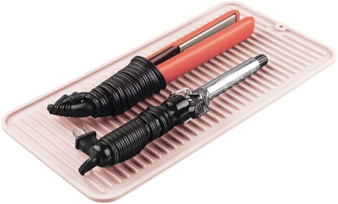mDesign Silicone Heat-Resistant Hair Care Styling Tool Mat Tray - Rest Curling Irons, Flat Irons,... | Amazon (US)