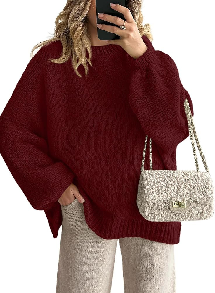 LILLUSORY Oversized Sweaters for Women Trendy 2025 Fall Fashion Outfits Fuzzy Crewneck Pullover T... | Amazon (US)