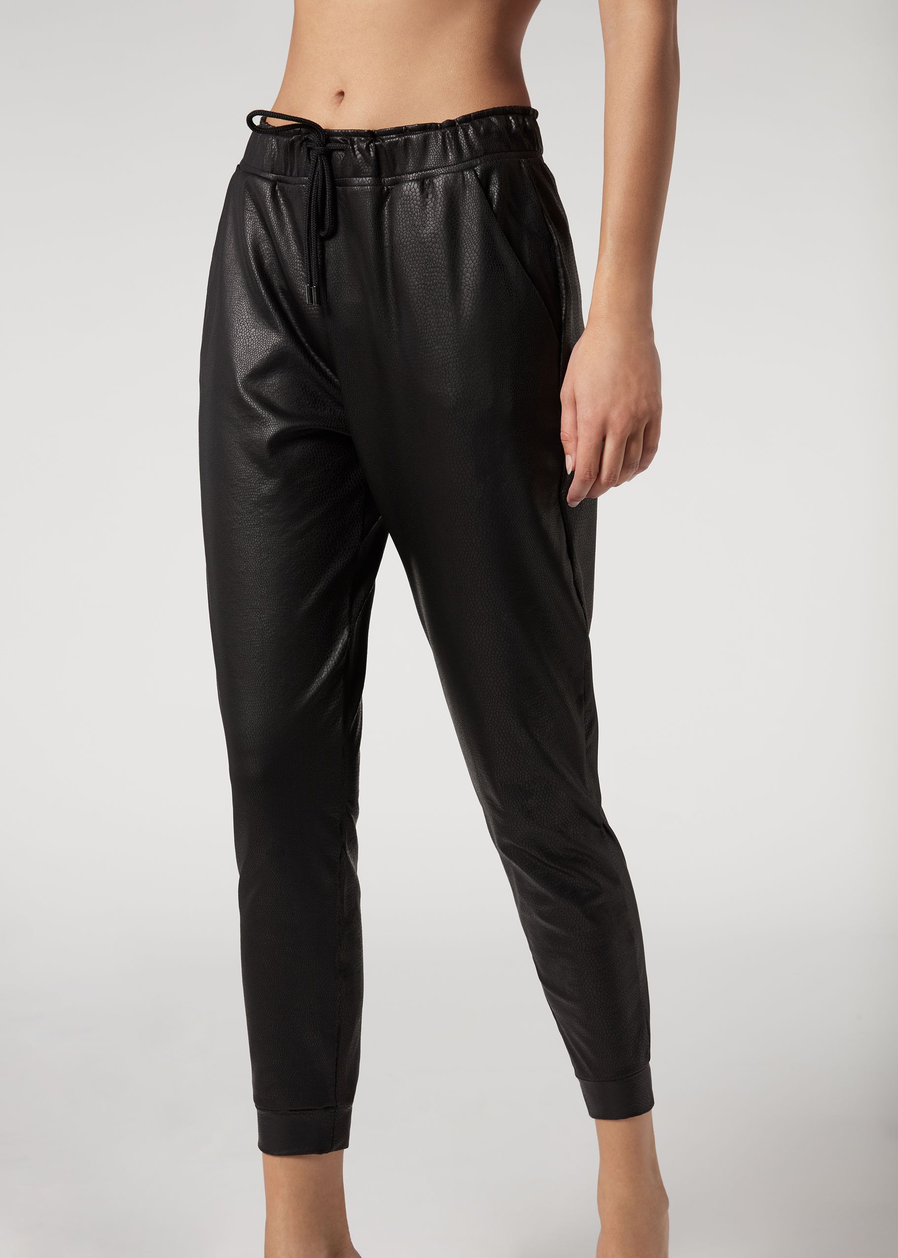 Leather Effect Thermal Joggers - Calzedonia | Calzedonia US