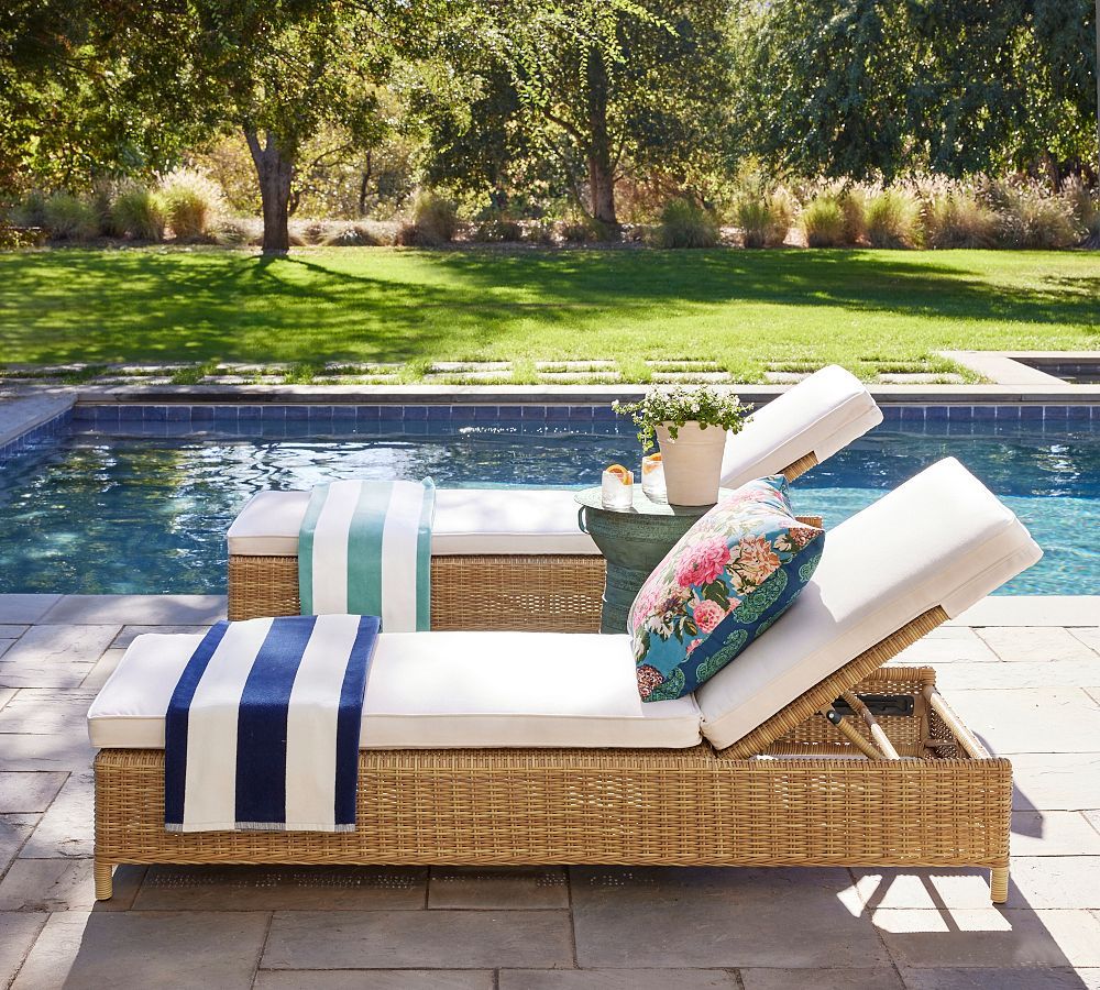 Torrey Wicker Outdoor Chaise Lounge | Pottery Barn (US)
