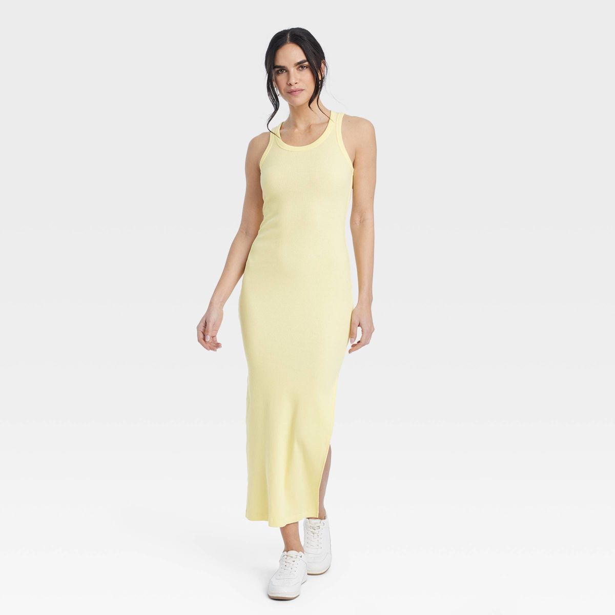 Women's Rib-Knit Maxi Bodycon Dress - Universal Thread™ Yellow XL | Target
