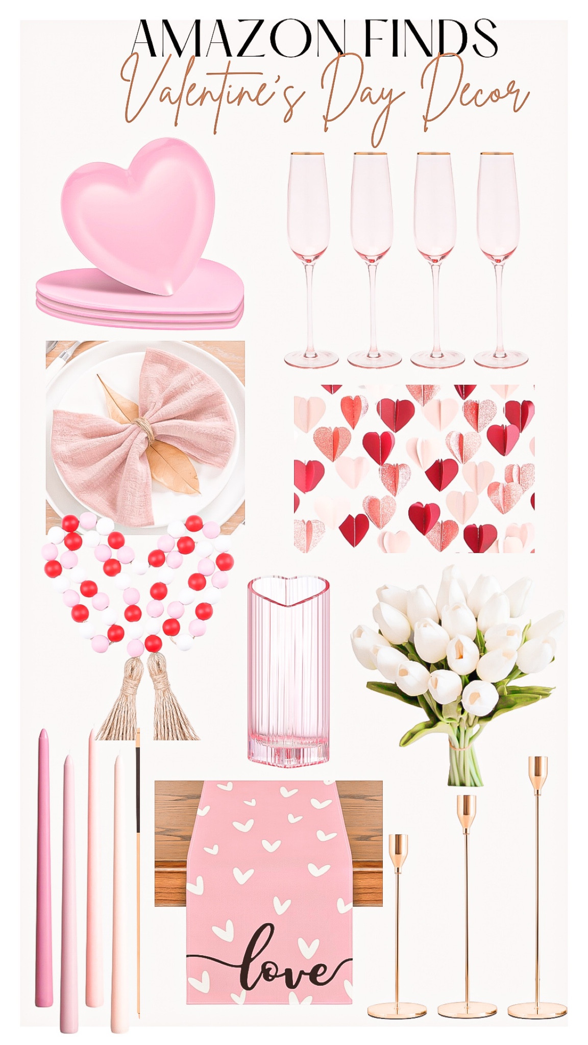 Valentines Day Decor 💝

Valentine’s Day, Valentines Day, Valentines Decor, hearts, pink decor, champagne flutes, paper hearts, Amazon finds, Amazon must haves, cloth napkins, pink vase, heart decor, table runner, candle sticks, pink candles, candle sticker holder , faux flowers 

#LTKfindsunder50 #LTKGiftGuide #LTKstyletip