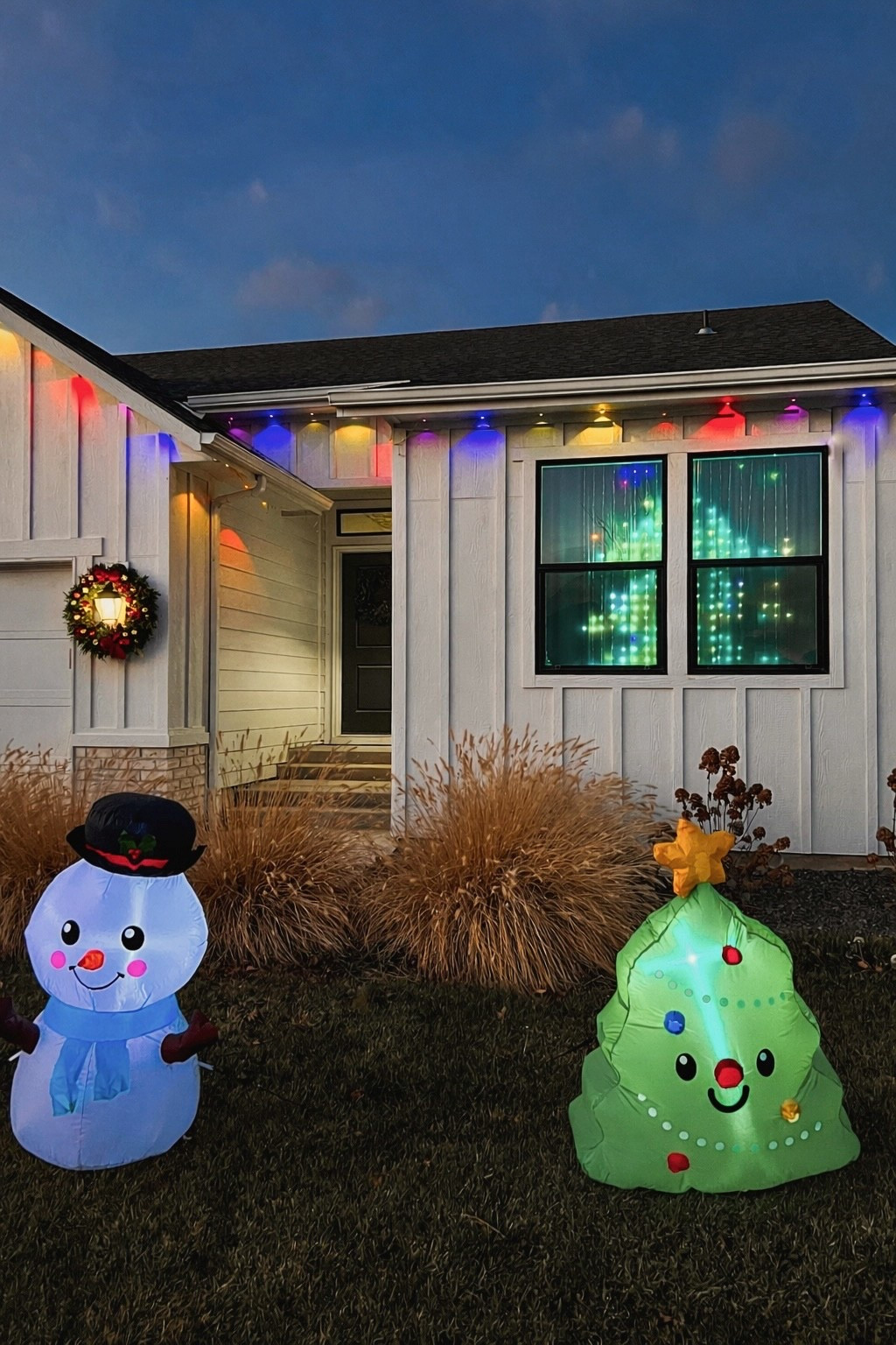 My outdoor holiday decor - all from Lowe’s!  #ad // permanent Christmas lights  // curtain lights // Govee // inflatables

 #lowespartner @loweshomeimprovement

#LTKHome #LTKHoliday