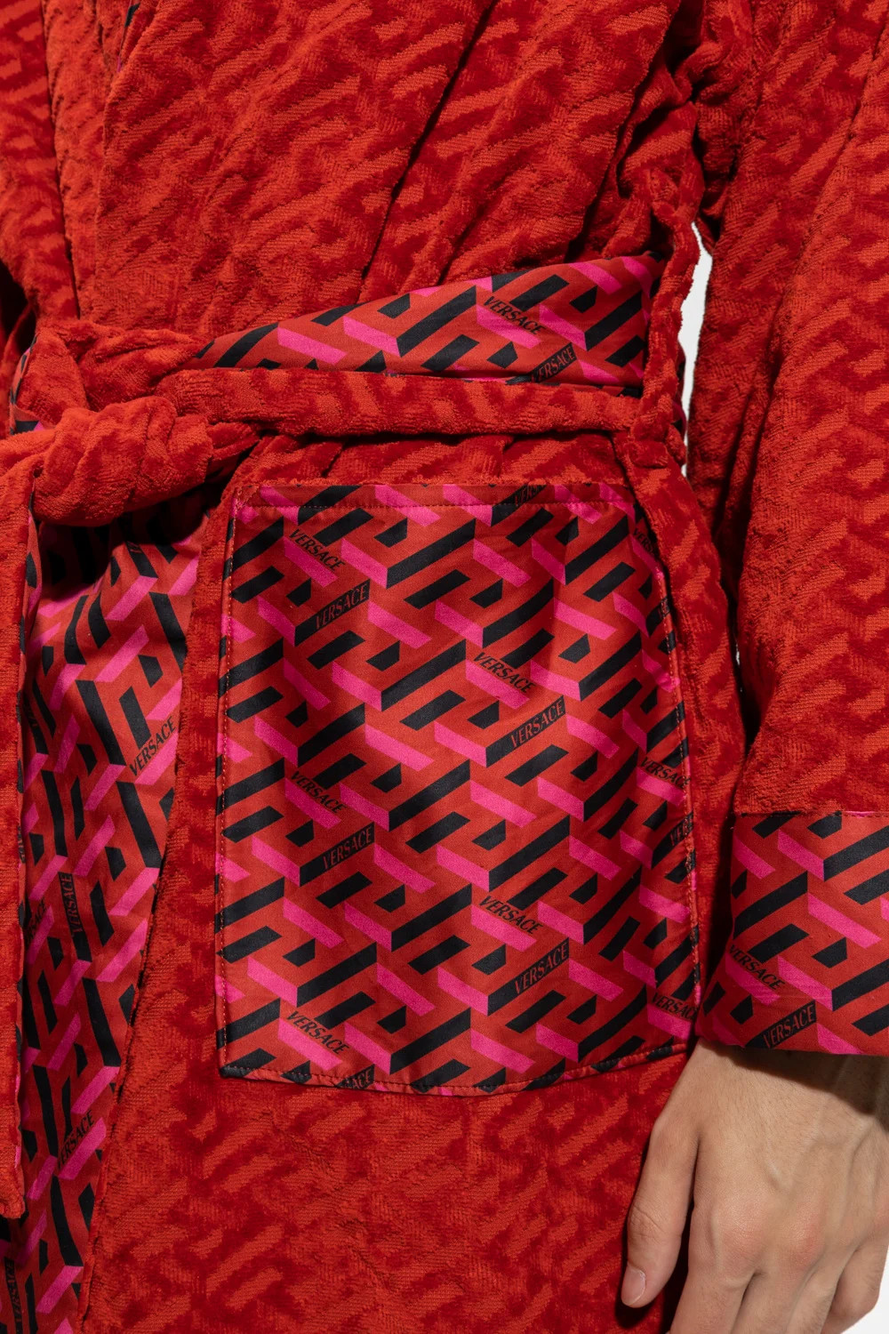 Versace Logo Monogram Belted Bath Robe | Cettire Global