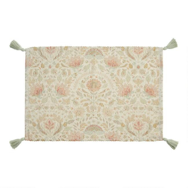 Indah Multicolor Floral Woven Tassel Bath Mat | World Market