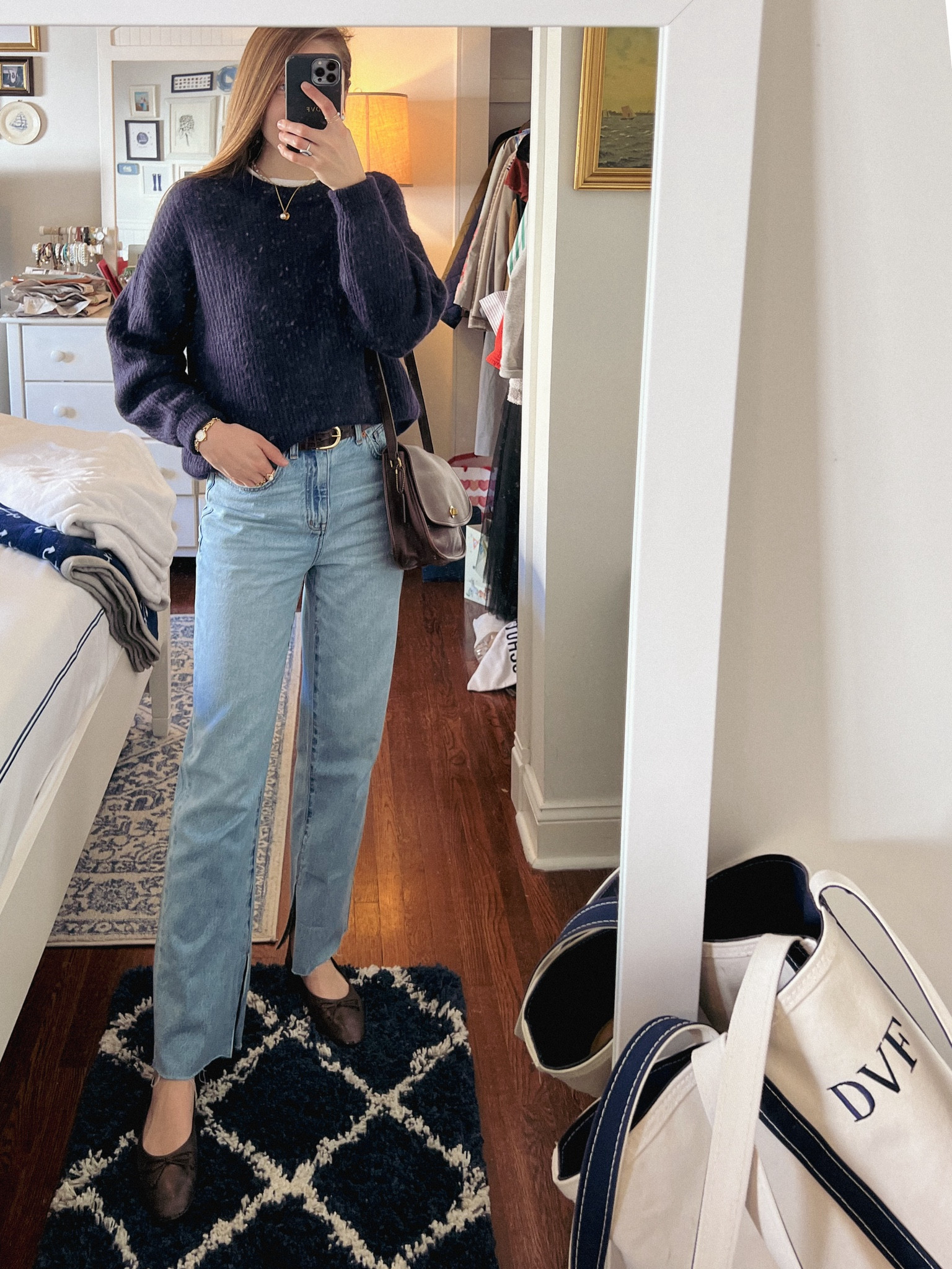 Navy + chocolate brown combo 💙🤎 #everlane #springfashion #springstyle #springoutfit #madewell #baggyjeans #schutz #balletflats #shoecrush #springshoes #coach #preppy #outfitinspo #outfitinspiration

#LTKstyletip #LTKworkwear #LTKfindsunder100