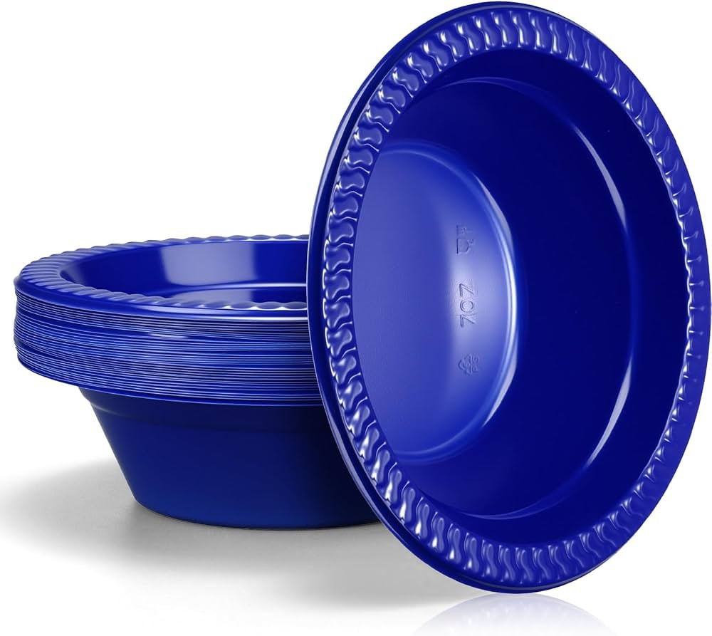 30 Pack 12 oz Blue Disposable Plastic Bowls Dessert, Ice Cream, Salad, Soup Serving Cups for Part... | Amazon (US)