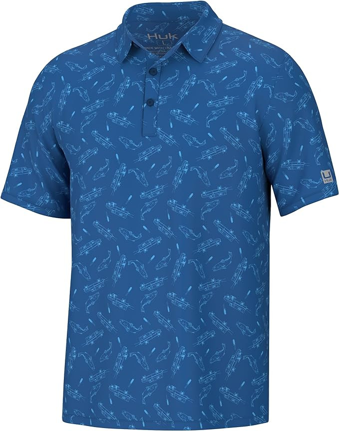 HUK Men's Pursuit Pattern, Performance Short Sleeve Polo Shirt | Amazon (US)