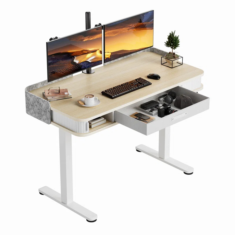 Inbox Zero Marshun 48'' W Height Adjustable Rectangle Electric Standing Computer Desk  Home Offic... | Wayfair North America