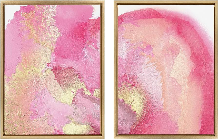 Kate and Laurel Sylvie MP Pink Golden Hour 1 and 2 Framed Canvas Wall Art Set by Mentoring Positi... | Amazon (US)