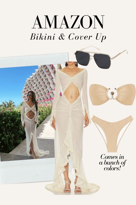 Amazon bikini and coverup! Both TTS wearing small 

Amazon swimsuit, Amazon coverup, Amazon sunglasses, Kendall Jenner similar dress, white coverup, vacation outfit, beach outfit, pool outfit 

#LTKTravel #LTKFindsUnder100 #LTKSwim