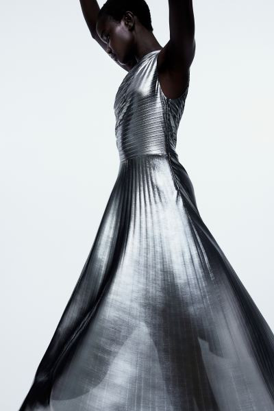 Metallic-coated One-shoulder Dress - Silver-colored - Ladies | H&M US | H&M (US + CA)