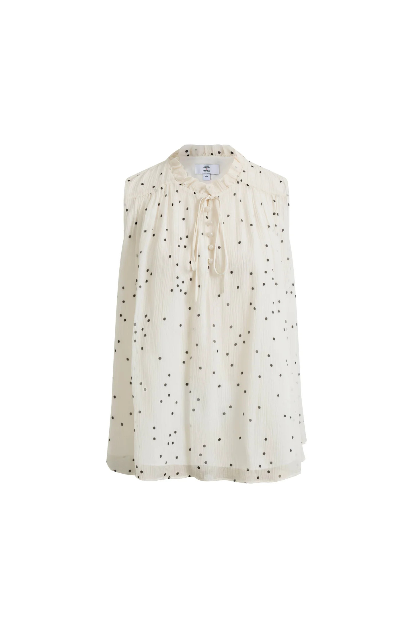 Ana\u00efs Polkadot Geplooide Mouwloze Blouse in Zijde Georgette | Fabrique
