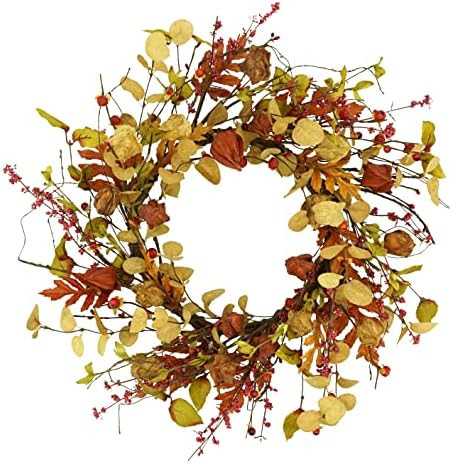 WreathDream 20'' Fall Wreath Autumn Wreath for Front Door with Eucalyptus Leaves and Small Pumpki... | Amazon (US)