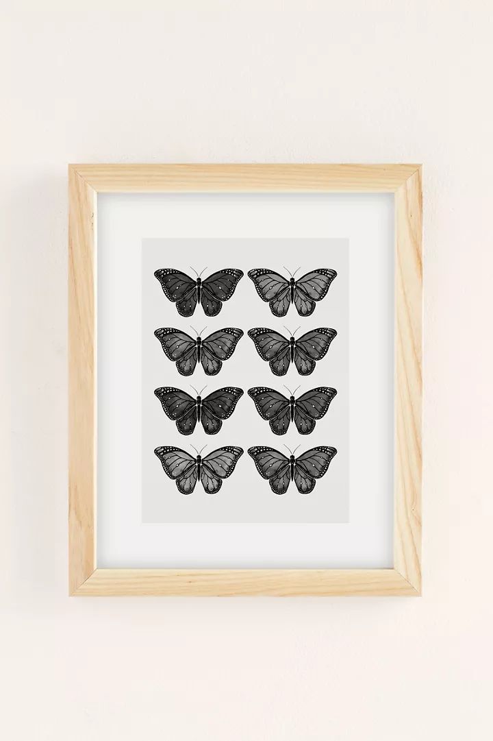 Avenie Butterfly Collection Black Art Print | Urban Outfitters (US and RoW)