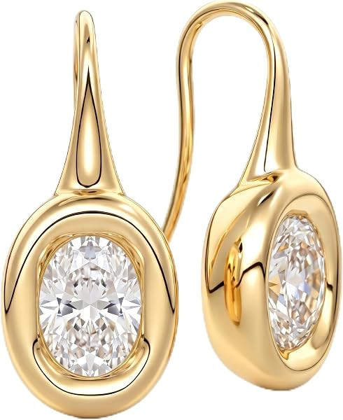 14K Gold & Silver Plated Trendy Bezel Set Cubic Zirconia Drop Earrings Minimalist Teardrop Hook E... | Amazon (US)