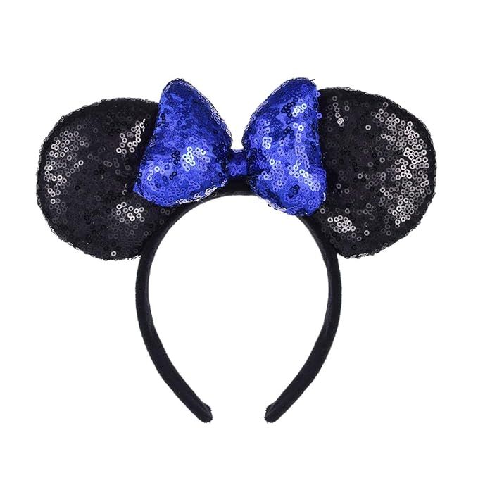 A Miaow 3D Black Mouse Sequin Ears Headband MM Glitter Butterfly Hair Clasp Park Supply Adults Wo... | Amazon (US)