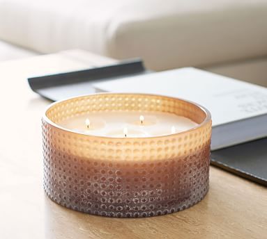 Hobnail Frosted Candle - Tabac &amp; Suede | Pottery Barn (US)