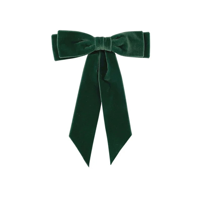 Green Velvet Hair Bow, Velvet Long Tail Bow, Bridesmaid Bow, Flower Girl Bow, Wedding Bow, Velvet... | Etsy (US)