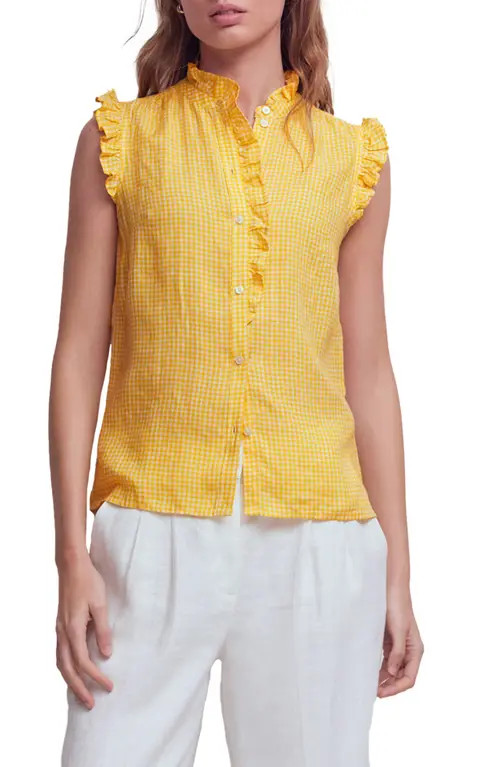 Boden Sleeveless Linen Top in Sunshine Yellow Chambray at Nordstrom, Size 2 | Nordstrom