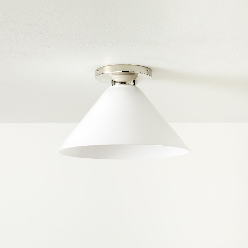 Sculptural Glass Cone Flushmount - Milk | West Elm (US)