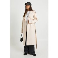 boohoo Women's Belted Trench Coat in Stone | Size: 10 | Woven | boohoo (US & Canada)