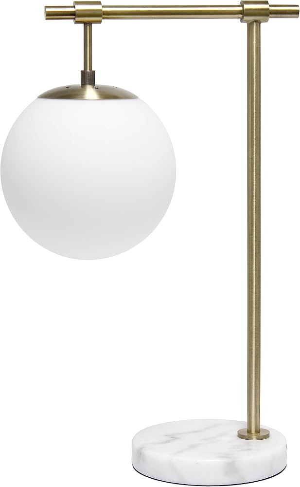 Elegant Designs LT2115-ABS 21" Mid Century Modern White Glass Globe Shade Table Desk Lamp with An... | Amazon (US)