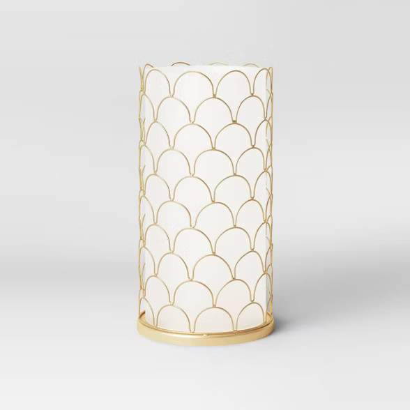 Iron and Glass Scalloped Mermaid Hurricane Outdoor Lantern Candle Holder Gold - Opalhouse™ | Target