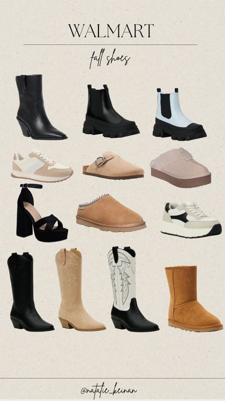 Walmart fall shoes! Ugg platform lookalikes, cowboy boot,  Chelsea boots, clogs, dressy shoes, casual shoes, black platform heel 

#LTKfindsunder50 #LTKshoecrush #LTKSeasonal