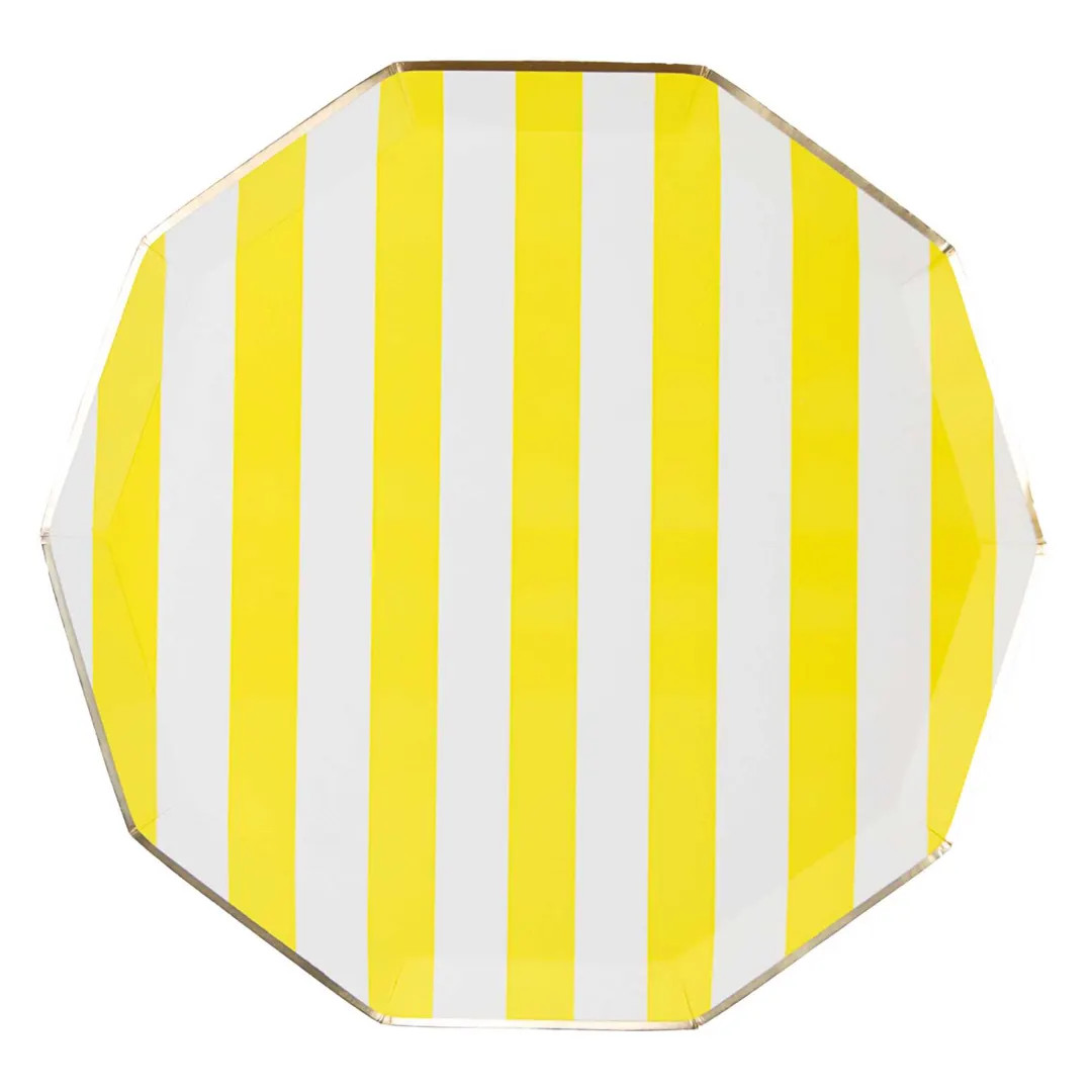 Yellow Cabana Stripe Plates - Etsy | Etsy (US)