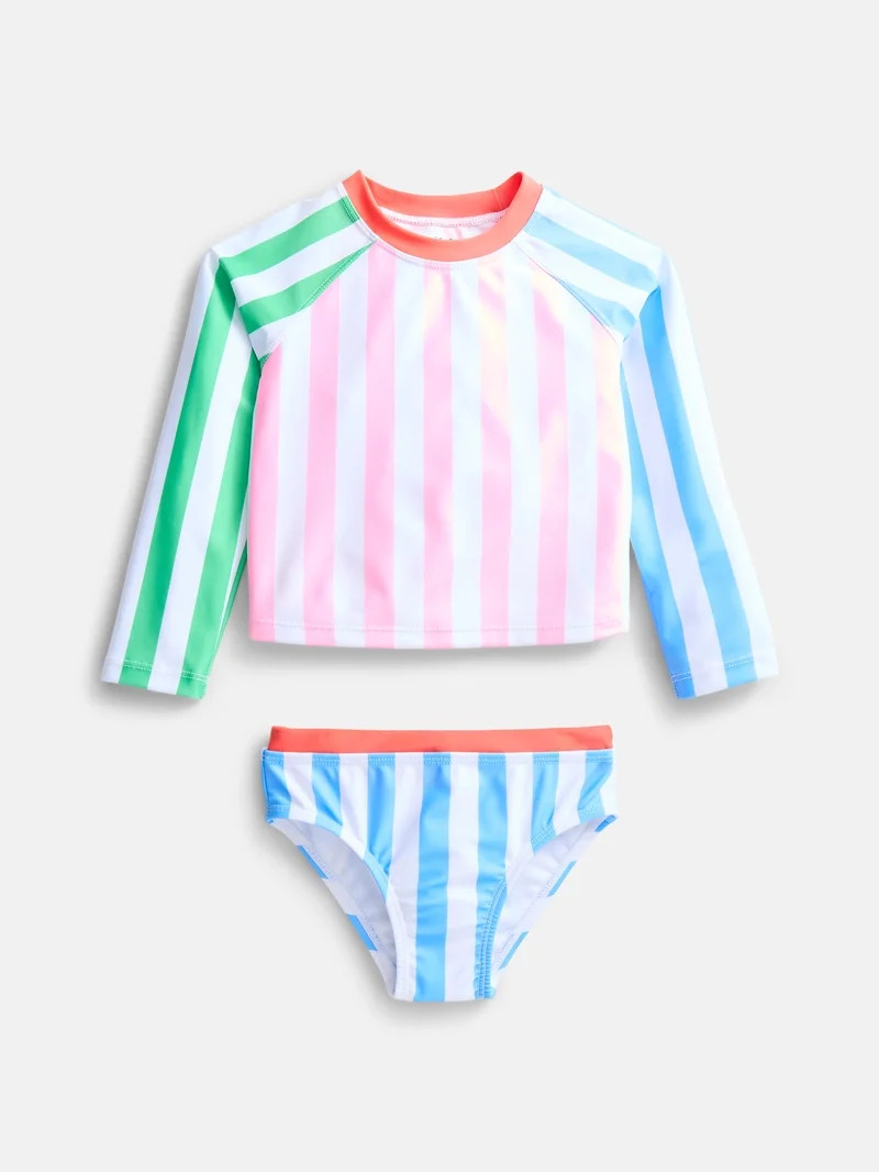 Wonder Nation Baby and Toddler Girls Rash Guard Set, 2 Piece, Sizes 12M-5T | Walmart (US)