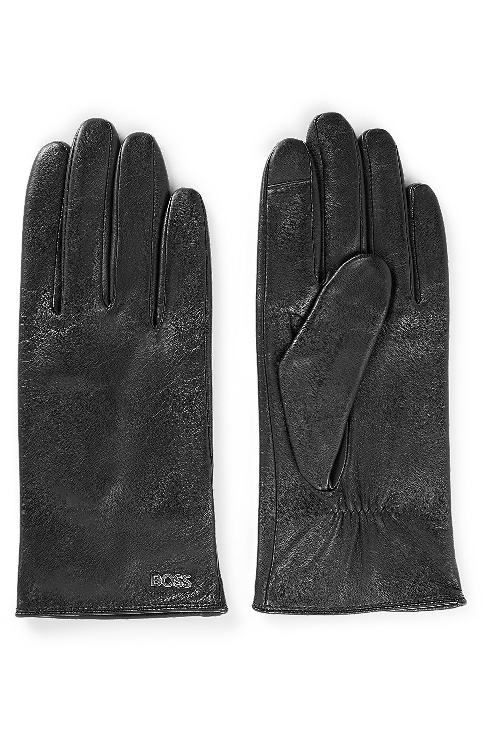 Lederhandschuhe mit Logo-Niete und durchgehendem Innenfutter | Hugo Boss DE