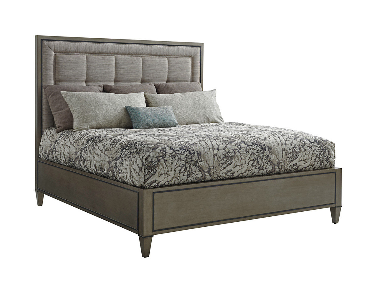 Ariana St. Tropez King Upholstered Panel Bed In Platinum | 1stopbedrooms