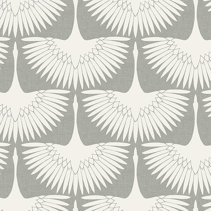 Tempaper FE4023 Feather Flock Removable Peel and Stick Wallpaper, 28 sq. ft, Chalk | Amazon (US)