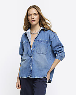 Blue oversized denim shirt | River Island (UK & IE)
