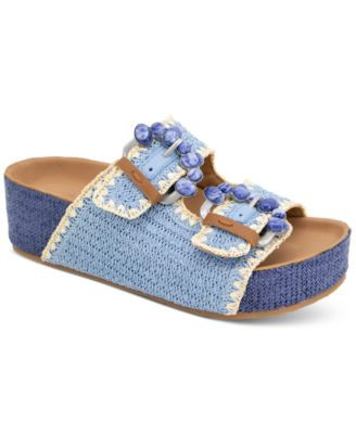 Gentle Souls Women's Kendall Buckled Platform Sandals - Natural Raffia | Macy's