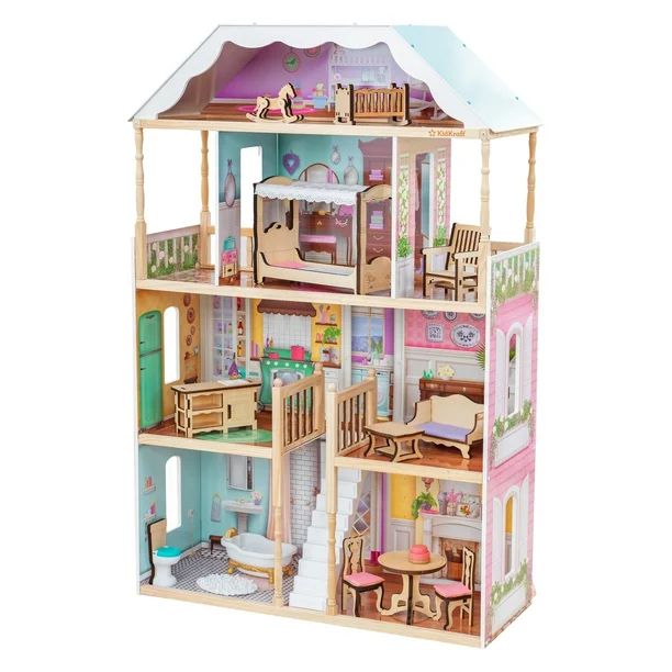 KidKraft Charlotte Classic Wooden Dollhouse with 14 Accessories - Walmart.com | Walmart (US)