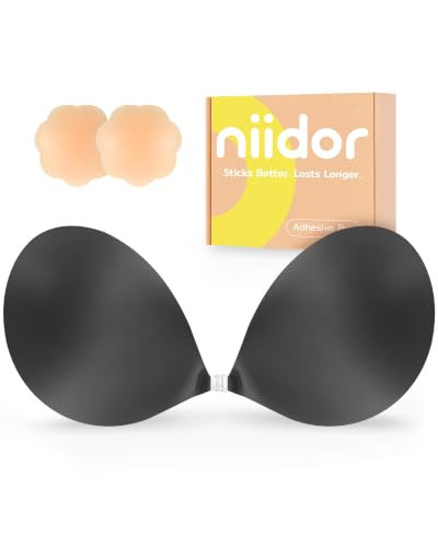Niidor Adhesive Bra Strapless Ultra Sticky Invisible Push up Silicone Bra Multiple Colors Sizes Reusable for Backless Dress | Amazon (US)