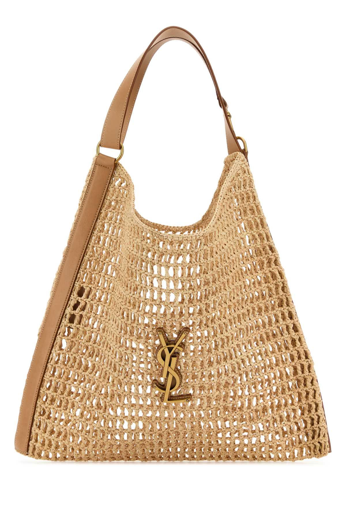 Saint Laurent Beige Raffia And Leather Oxalis Shopping Bag | Italist.com US