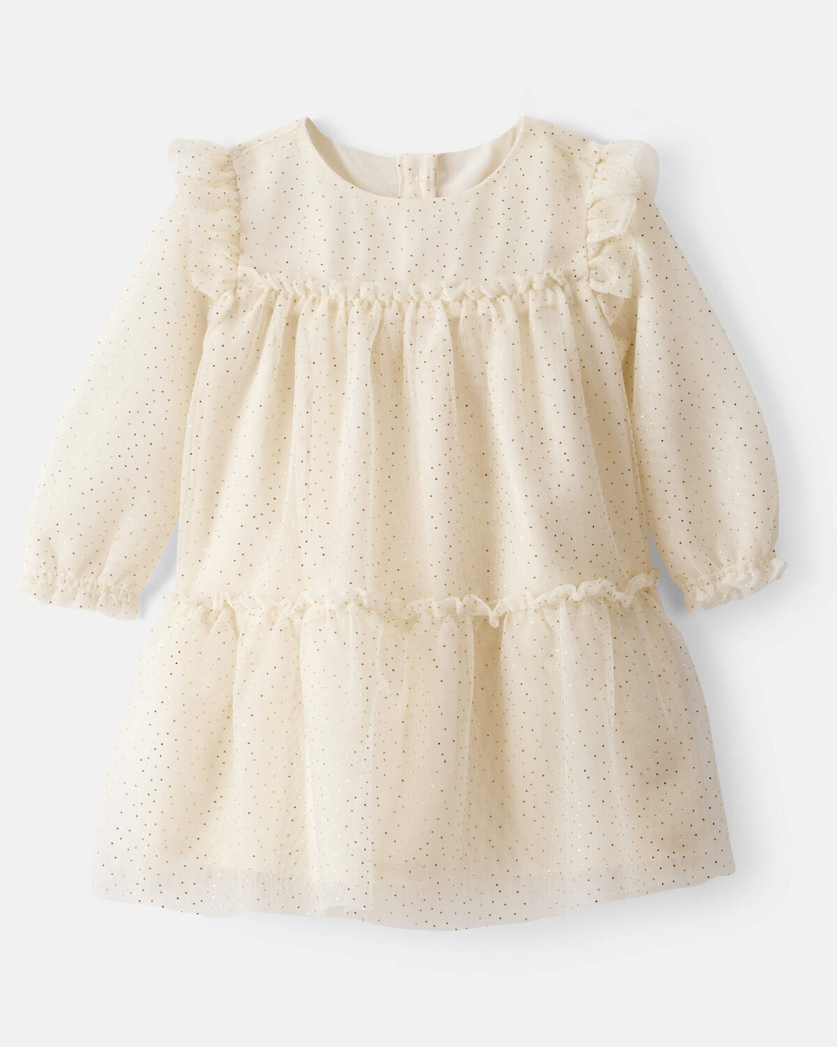 Baby Girl Sparkle Polka Dot Tulle Long-Sleeve Dress - Ivory | Carter's Inc