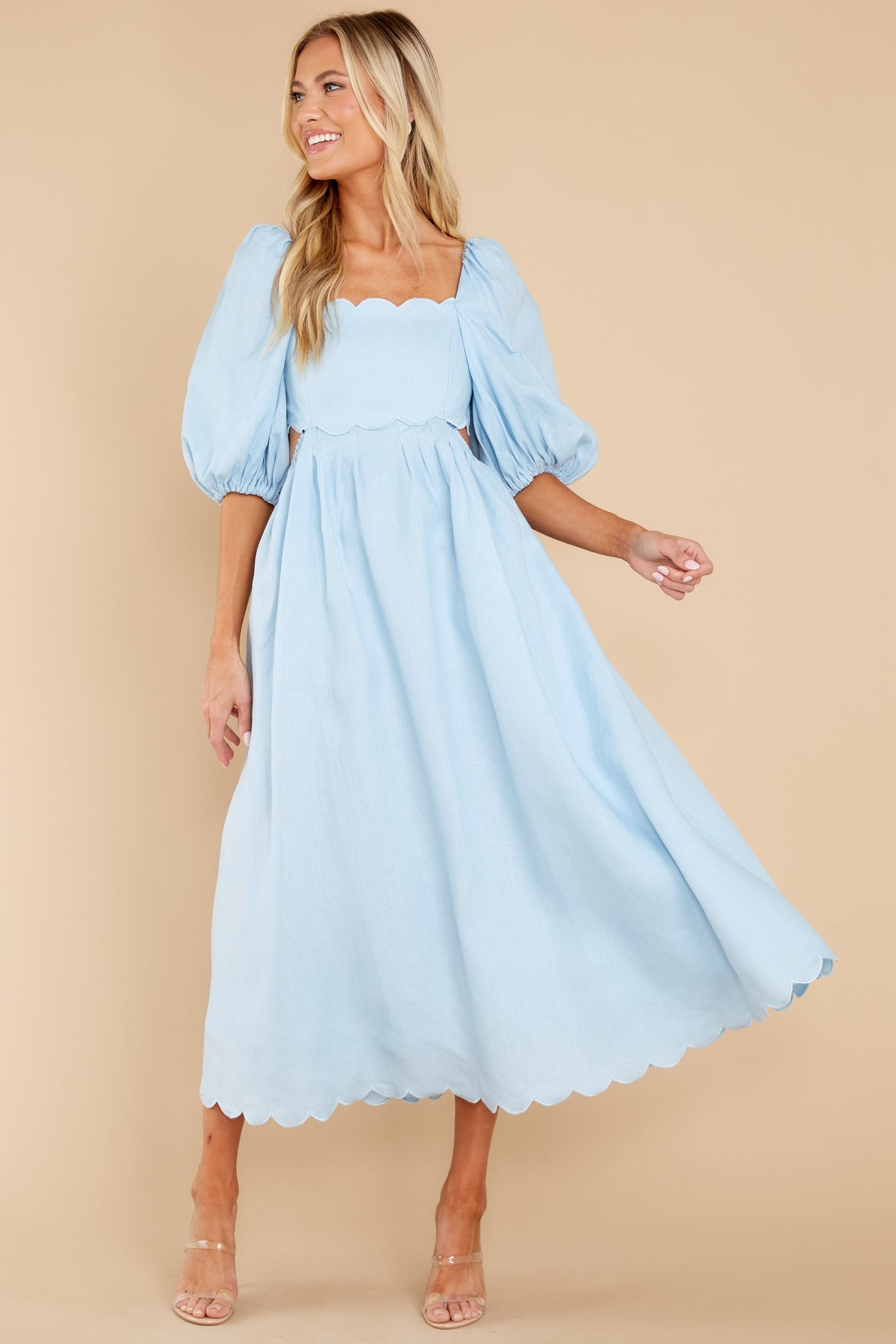 Endless Romance Light Blue Midi Dress | Red Dress 