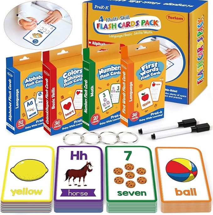 Alphabet Flash Cards for Toddlers-FlashCards Set of 4-Numbers,Alphabets,First Words,Colors&Shapes... | Amazon (US)