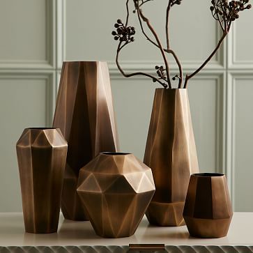 Faceted Metal Vases | West Elm (US)