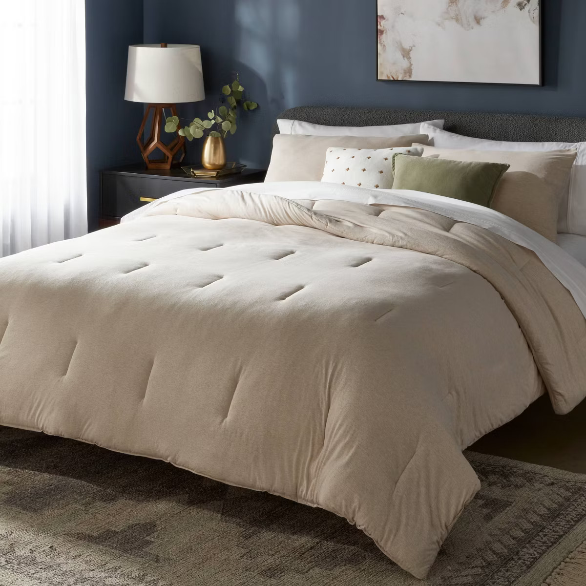 3pc Full/Queen Jersey Comforter and Sham Set Oatmeal Heather - Threshold™: Knit, Machine Washab... | Target