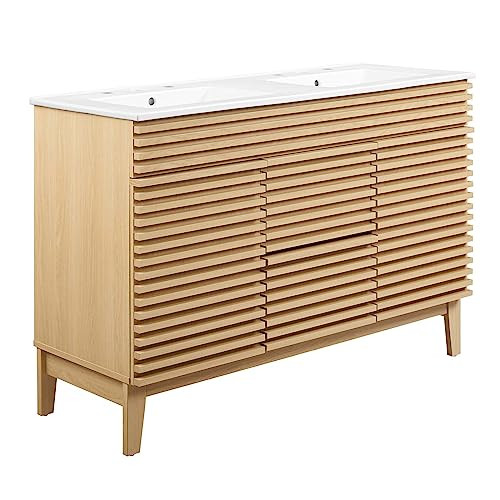 Modway Render 48" Double Bathroom Vanity in Oak White | Amazon (US)