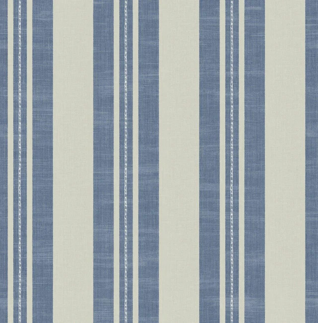 Seabrook Linen Stripe Denim And Soft Gray Wallpaper | DecoratorsBest