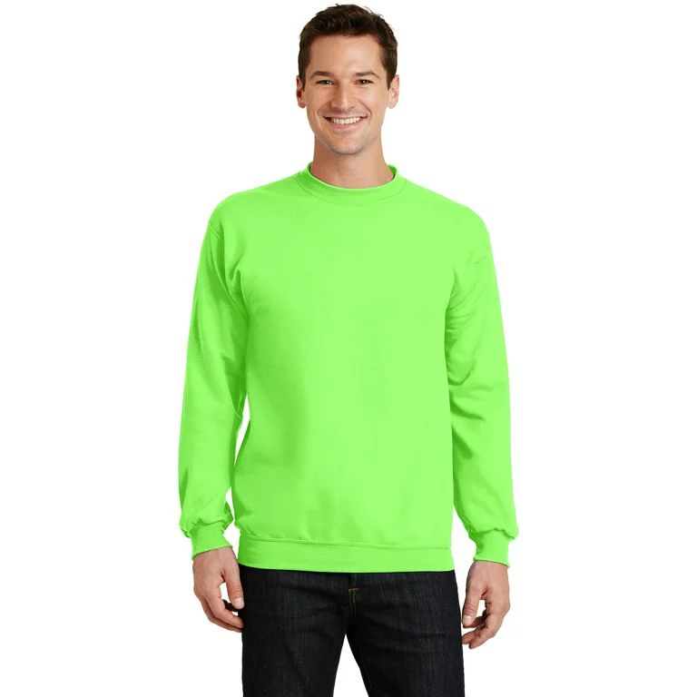 Port & Co Adult Male Men Plain Long Sleeves Sweatshirt Neon Green 3X-Large | Walmart (US)