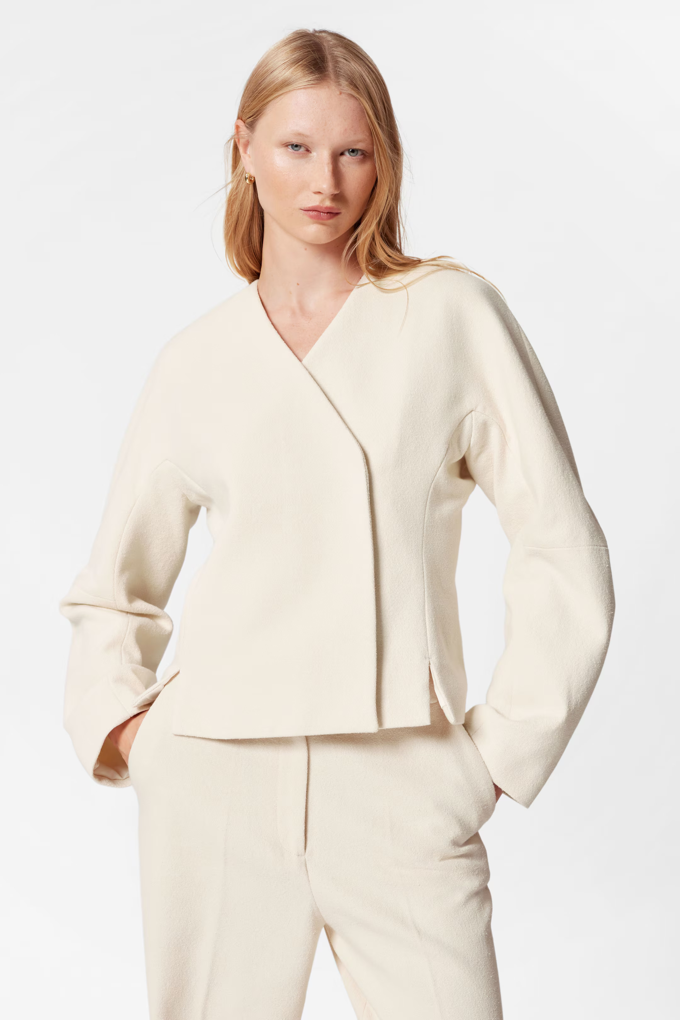 Funnel-Sleeve Wrap-Front Blazer | H&M (UK, MY, IN, SG, PH, TW, HK)